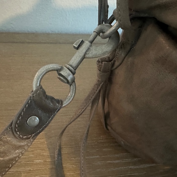 Olivia Harris Grey Leather Crossbody Distressed Hobo bag purse - Picture 10 of 10